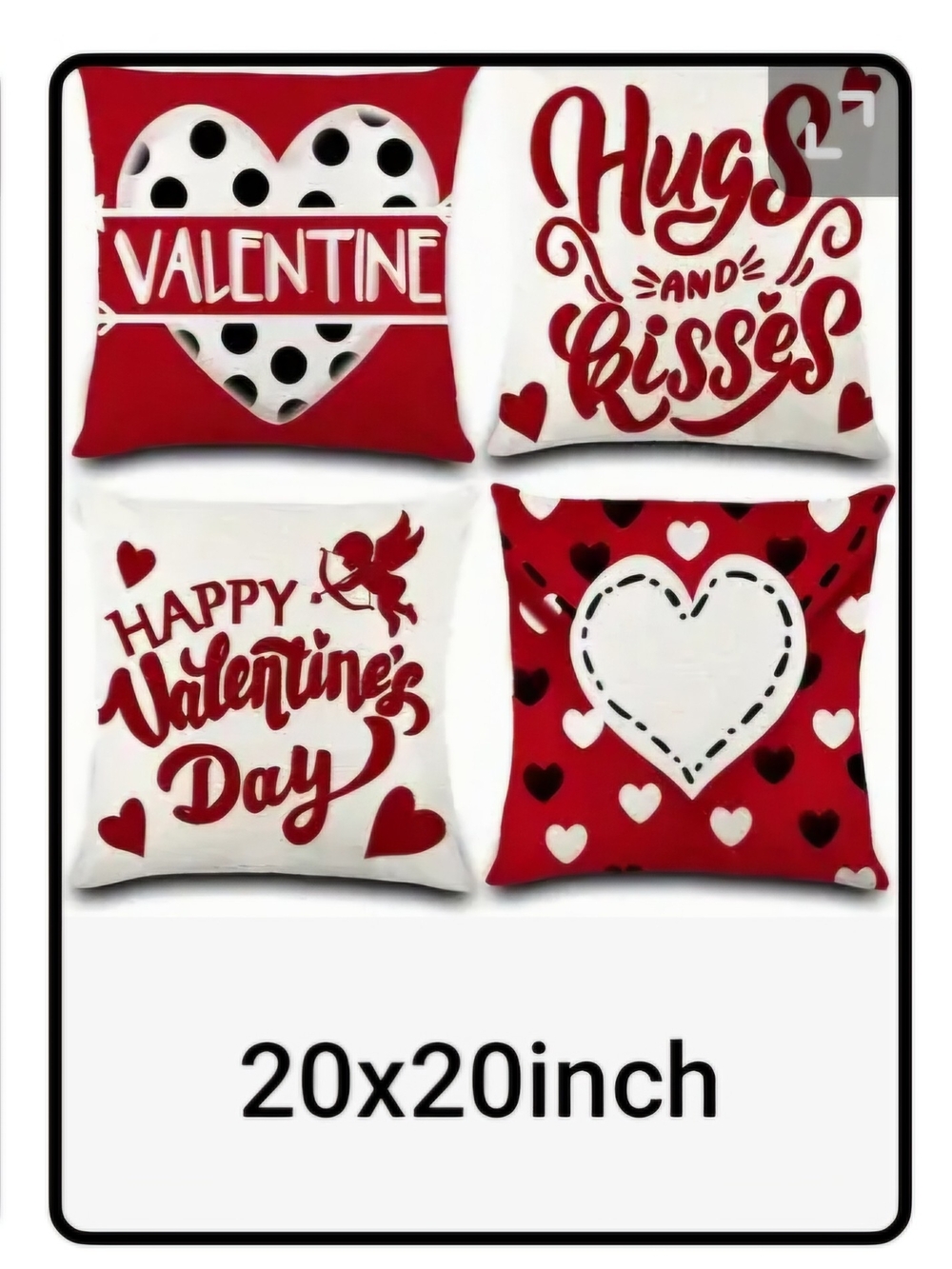 Valentine Red & White Decorative Throw Pillow Covers - Pack of 4